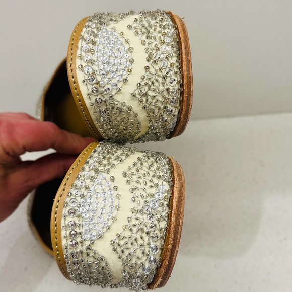 Embellished Cream and Silver Flats - Picture 12 of 16